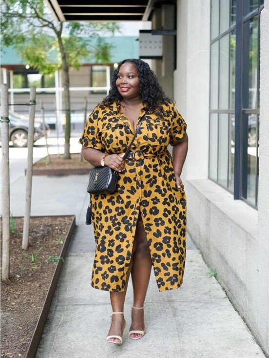 Who What Wear Dresses & Skirts - Who What Wear Mustard and Black Leopard Midi Safari Utility Shirt Dress